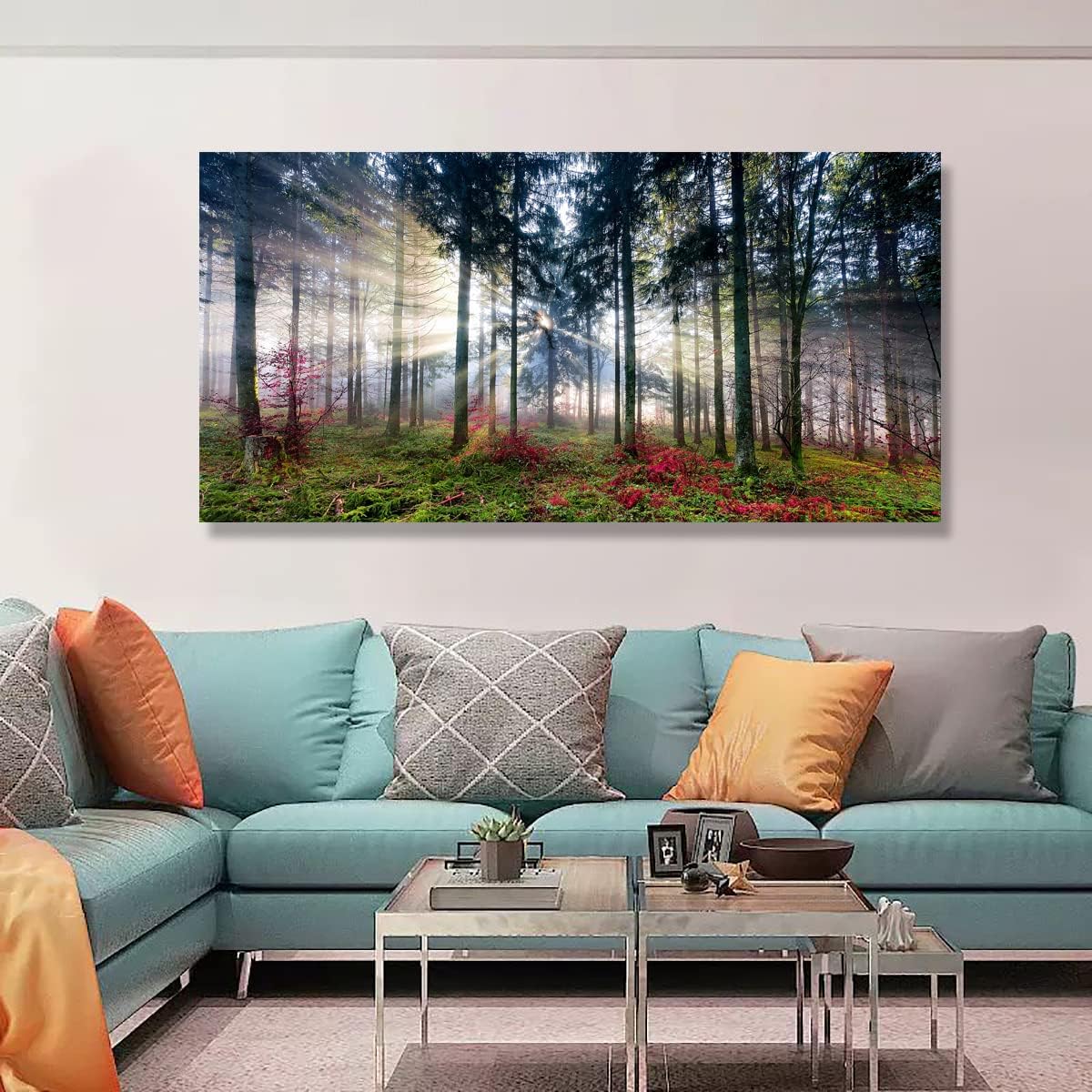 Nature Landscape Sunrise Tree Canvas Wall Art - 20x40 inches Wall Decoration for Living Room Forest Picture Artwork Painting Prints of Trees for Bedroom and Home D&#xE9;cor
