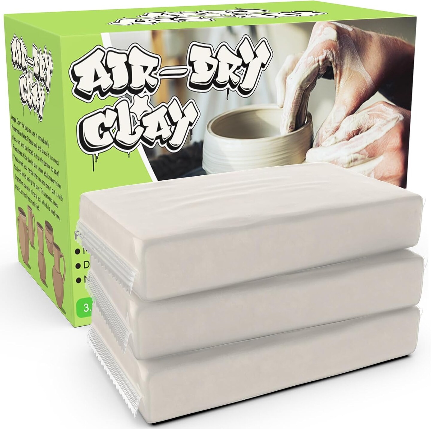 Premium Air Dry Clay for Kids - Natural Modeling Pottery Clay for Wheel, 3.3lbs Kids Arts &#x26; Crafts Supplies for School Classrooms, Easter Gifts Toy for Kid, White