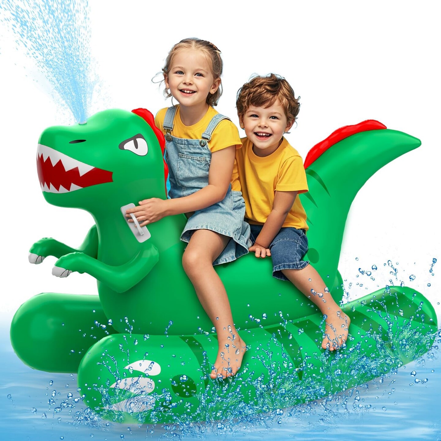 Inflatable Dinosaur Swimming Pool Float for Kids with Sprinkler for Yards, 2-in-1 Summer Water Toys 72&#x22; Large Pool Raft Outdoor Party Toys for Adults Kids