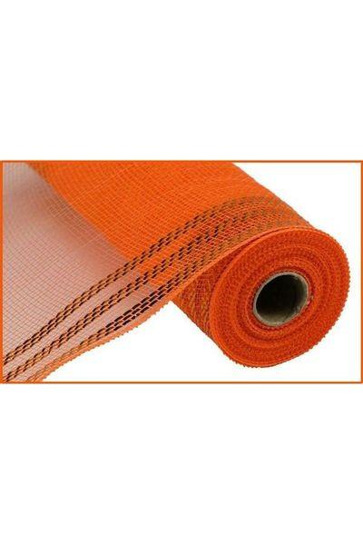 10.25&#x22; Border Stripe Mesh Ribbon: Orange (10 Yards)