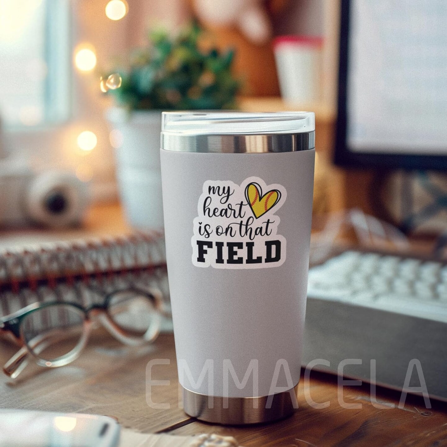 (3PCS) My Heart is on That Field Softball Sticker, Softball Stickers Decals, Sport Stickers,Motivational Vinyl Waterproof Stickers Decal for Books Laptops Phones Tumblers Water Bottles 3 x 3 Inch
