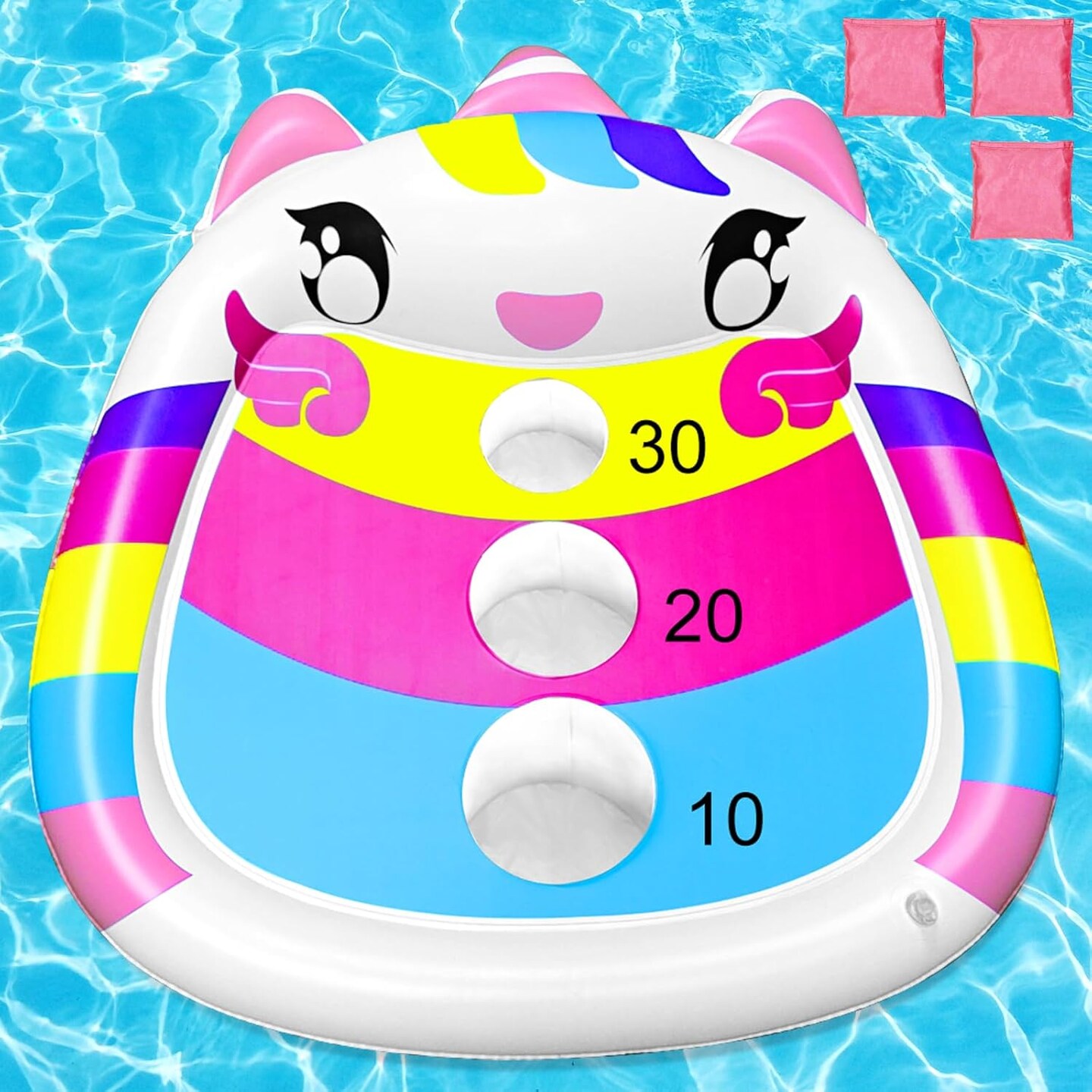Summer Unicorn Kids Fun Pool Toys,Inflatable Cornhole Board Floating Water Game Outdoor Swim Play