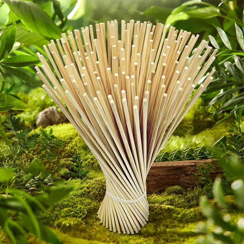 400 Bamboo Dowel Rods – 1/8"x12" Unfinished Round Sticks for DIY Crafts & Plant Support