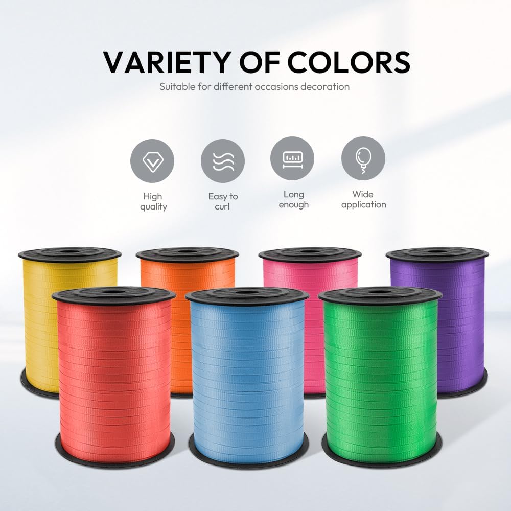 500 Yards Curling Ribbon with Spool, 1/5" Wide Crimped Texture Curling Ribbons