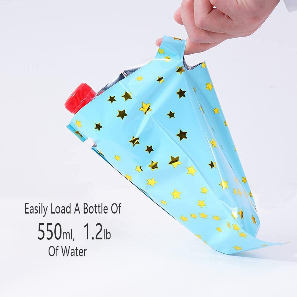 48 pieces of thicker gift bags with handles, plastic party candy bags with sparkling stars
