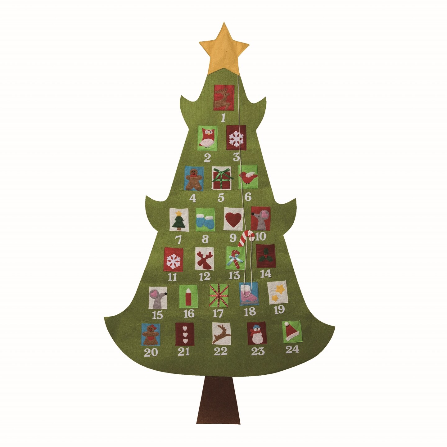 Transpac Polyester 60 in. Multicolor Christmas Felt Bright Tree Advent Calendar