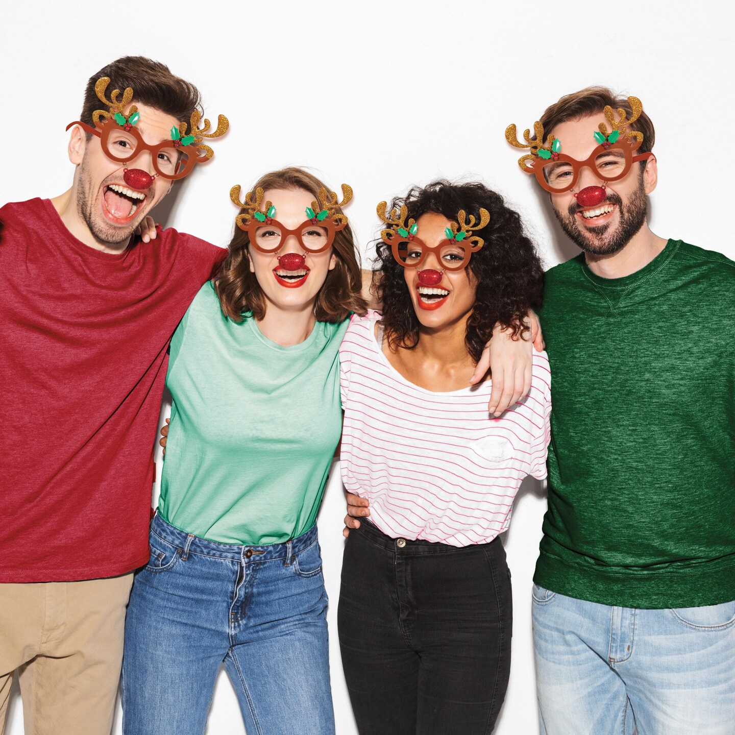 12 pc Bulk Reindeer Christmas Glasses Favor
