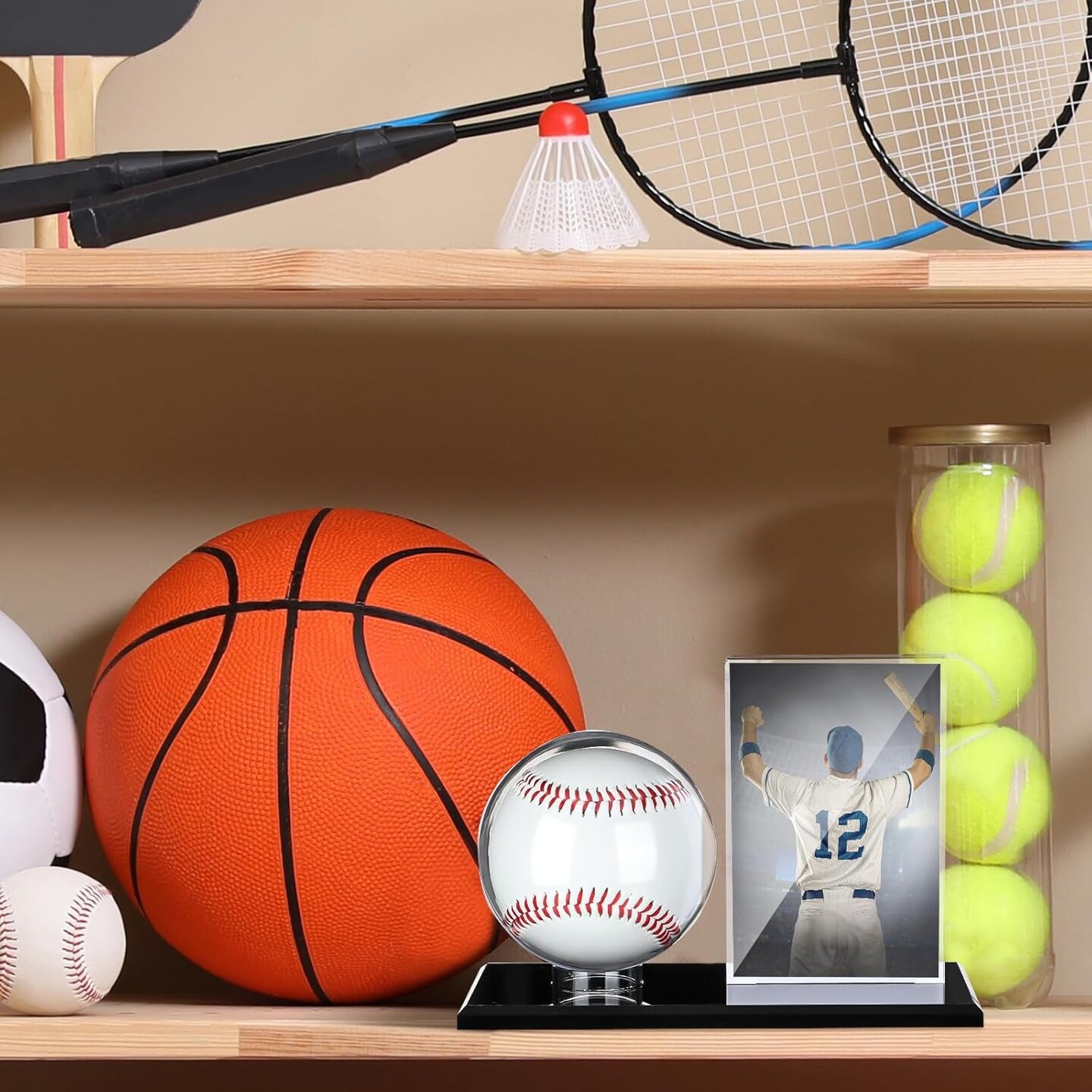 Acrylic Baseball Display Case for Ball and Cards Clear Base Ball Holder Ring Stand Set Centerpieces Protector Memorabilia Showcase for Official Size Baseball(Small)