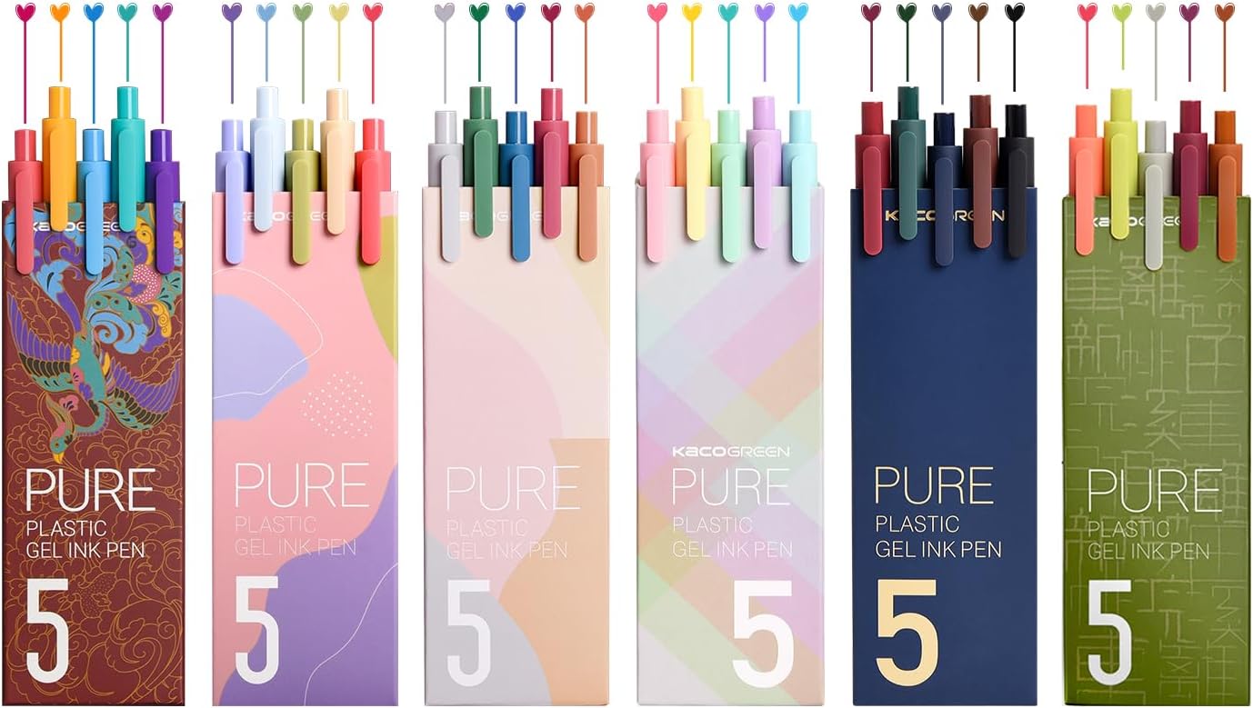 30-Piece Colored Gel Pens, 0.5mm Fine Point, Assorted Colors for Journaling