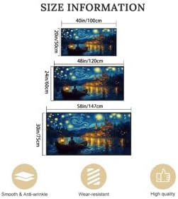Wall Art Canvas Print Starry Night Over the Rhone by Van Gogh 20 x 40 inches Framed Home Artwork Decor Canvas Art Painting Living Room for Bedroom Office Wall Decor