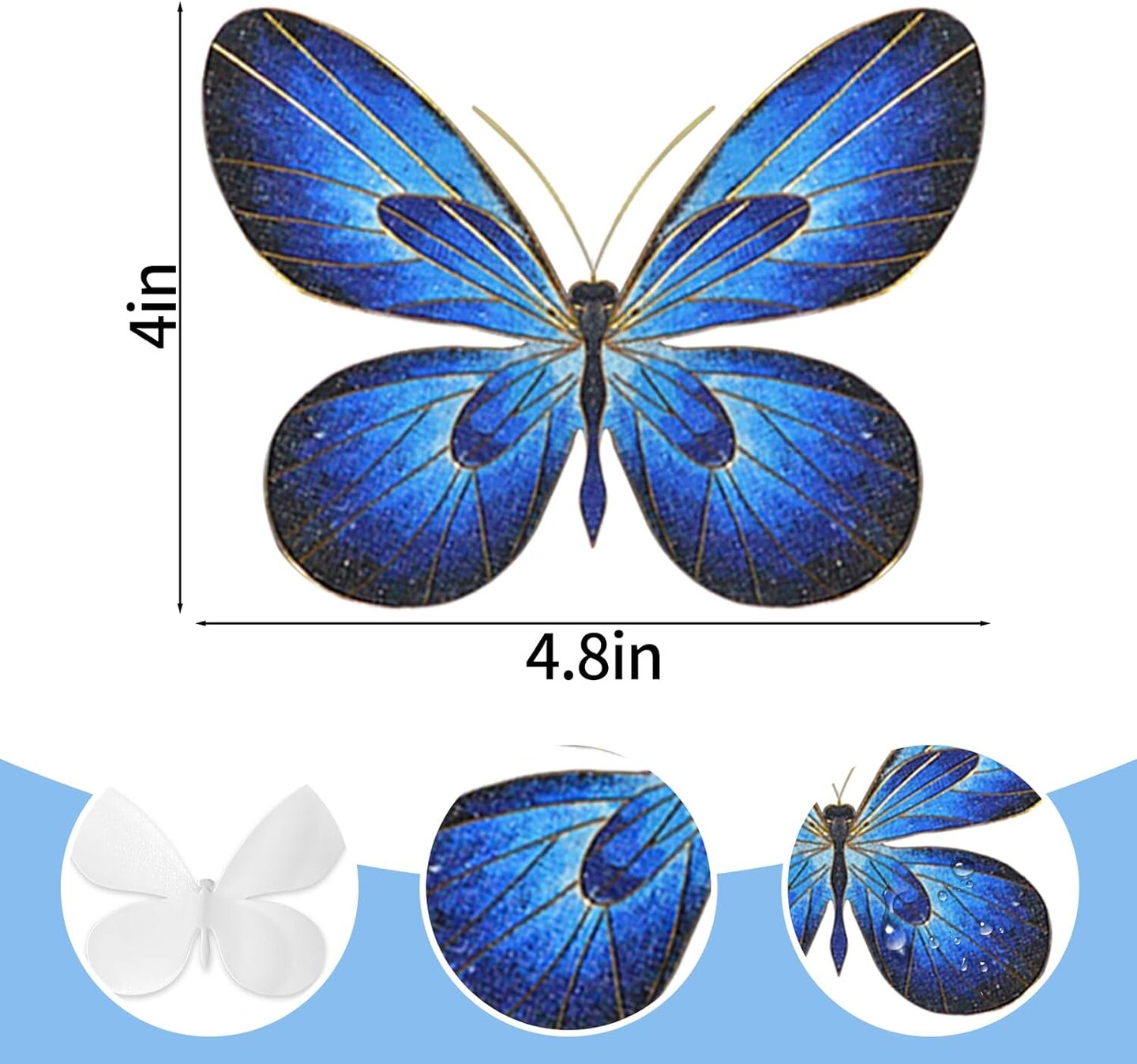 Cloisonne Enamel Art Painting Adult DIY Craft Kit, Filigree Enamel Art Projects Crafts Supplies Paint by Numbers Kit, 3D Blue Butterfly Craftwork Handmade Home Decor Mother&#x27;s Day Stress Relief Gifts
