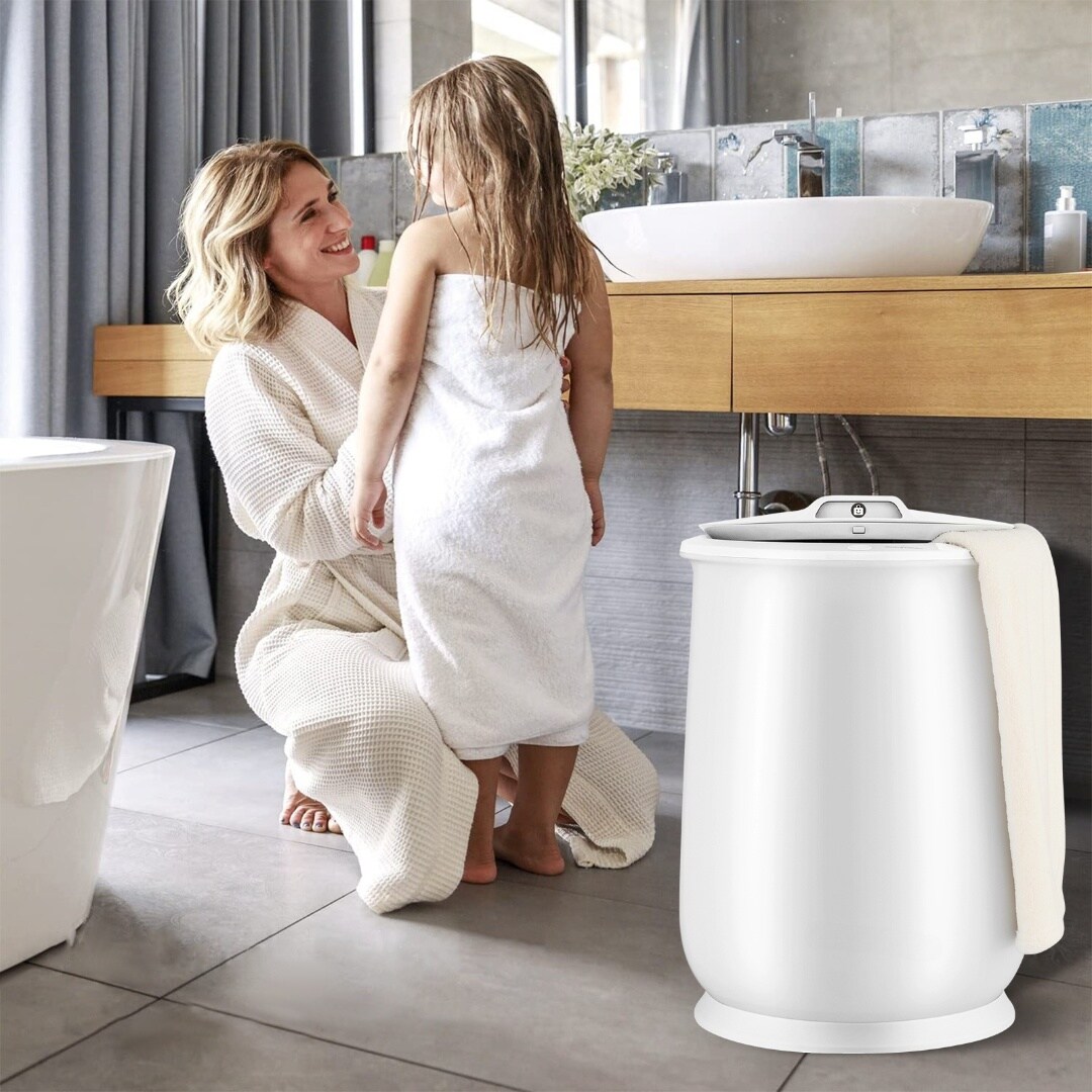 Bathroom Spa Bucket Towel Warmer with Flip Top Lid and 5.5 Gallons Large Capacity