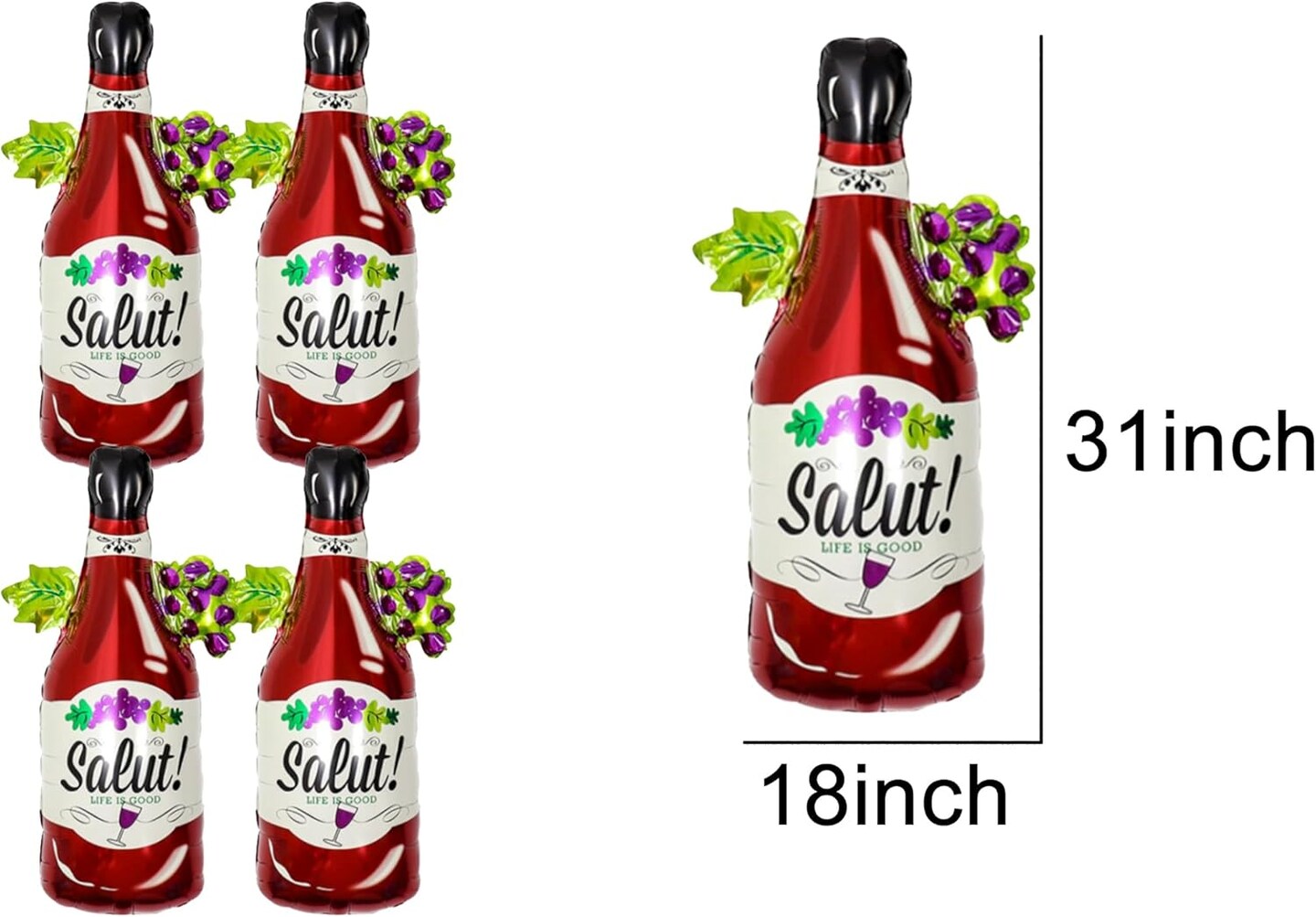 4PCS Wine Bottle Balloons Foil Aluminum Champagne Balloon Birthday Party Decorations