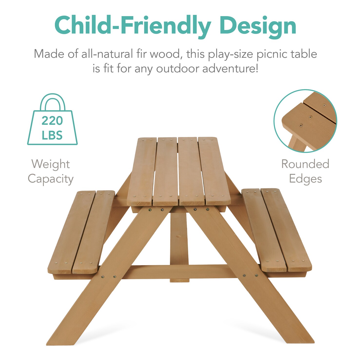 Best Choice Products Kids Wooden Picnic Table, Outdoor Activity Table w/ Adjustable Umbrella, Seats
