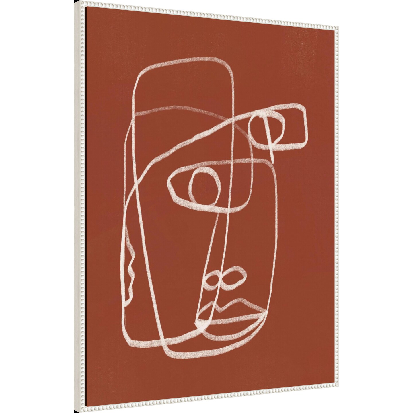Line Art Abstract Portrait Terracotta 02 by Little Dean Framed Canvas Wall Art