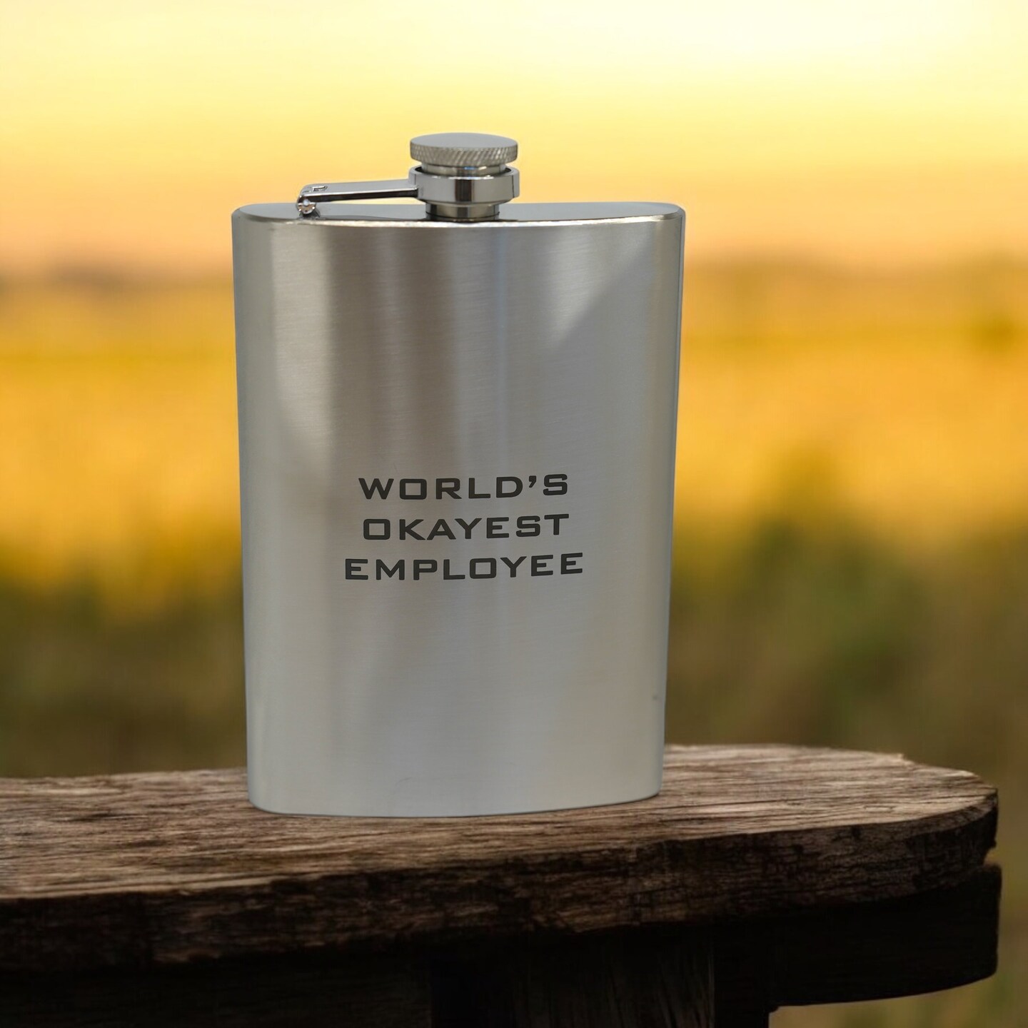 8oz World&#x27;s Okayest Employee Stainless Steel Flask