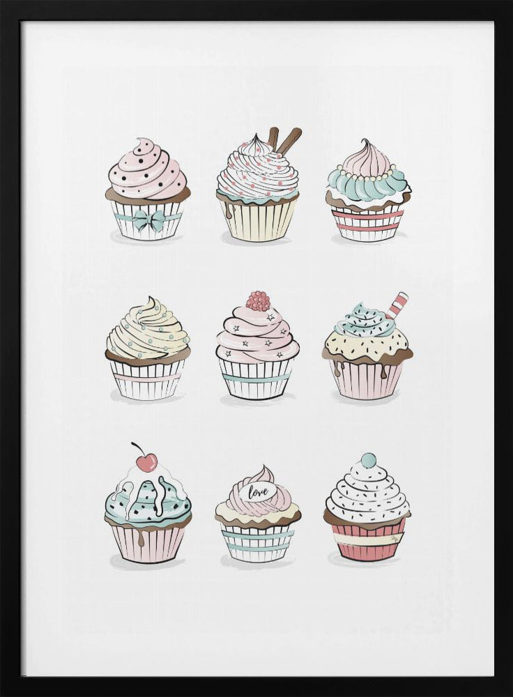Cupcakes by Martina Framed Art