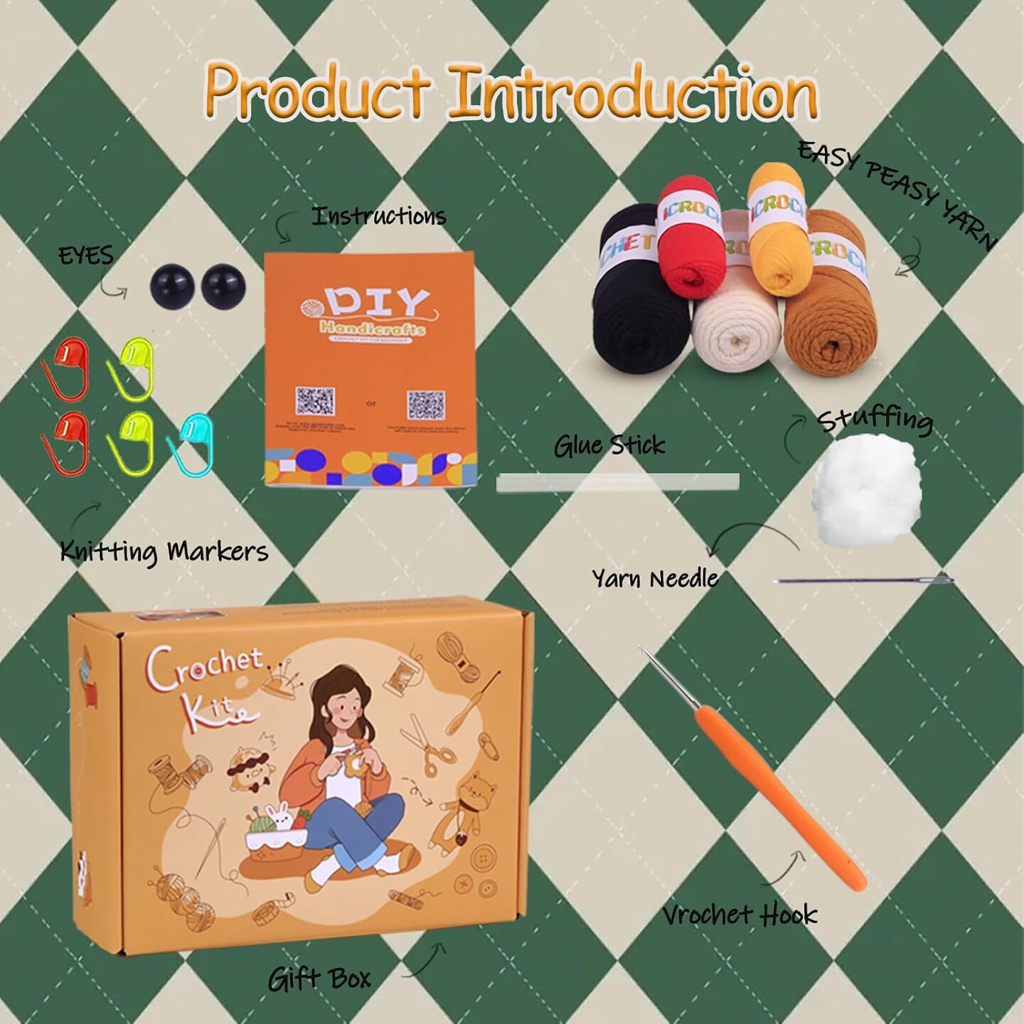 Crochet kit for Beginners,Kawaii PoterGirl Beginner Crochet Kit