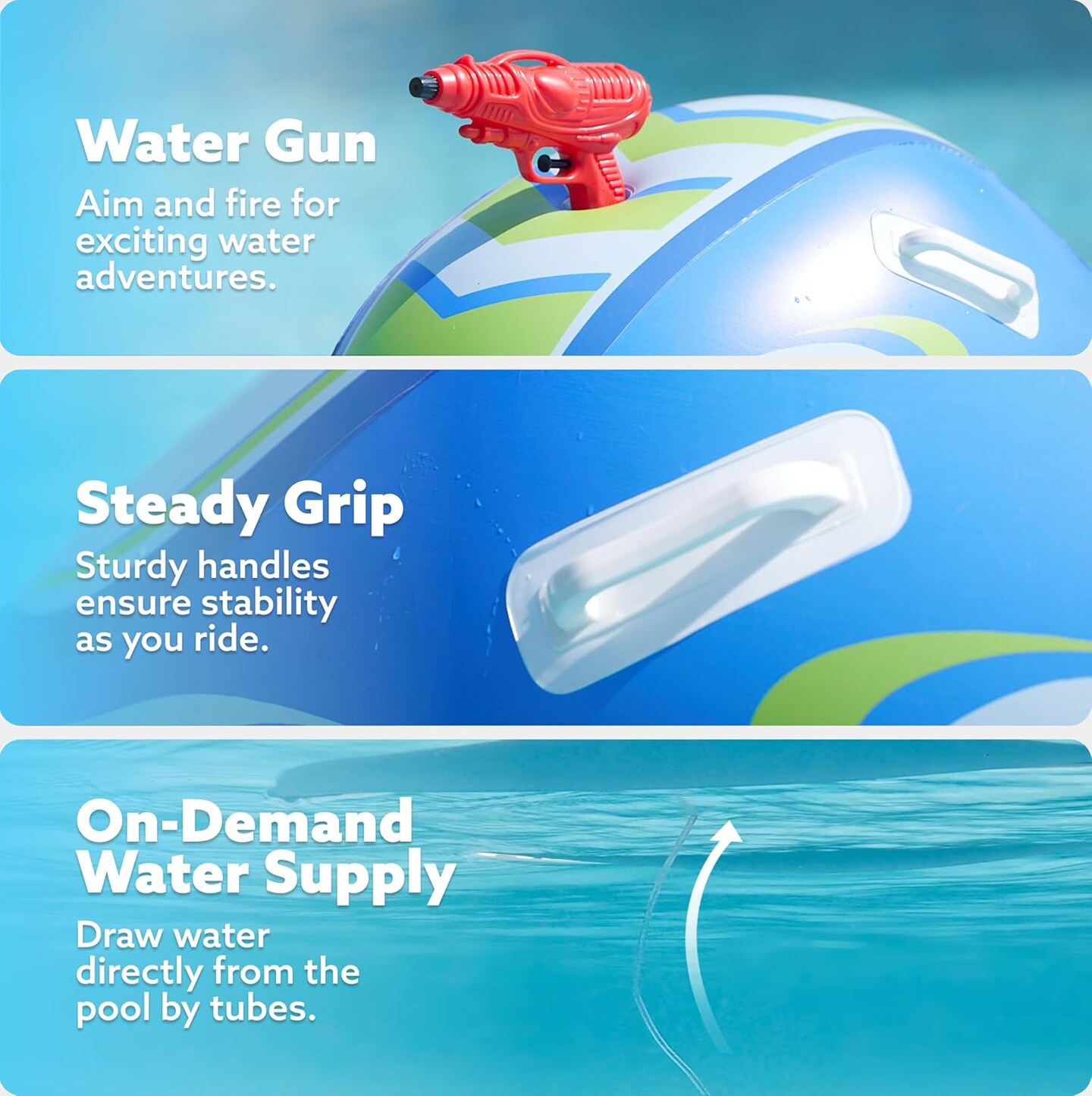 Summer Inflatable Jet Ski Pool Floats Kids, Pool Floaties with Water Gun, Water Fight Toys, Inflatable Battle Fun for Summer