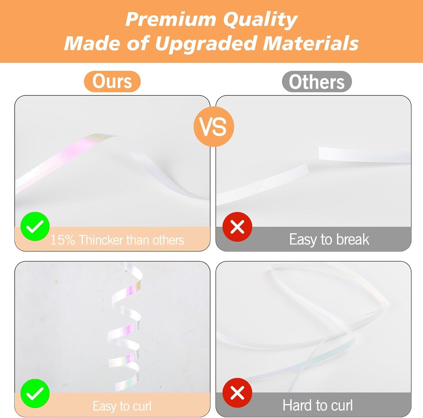 500 Yards White Gradient Curling Ribbon – 3/16" Balloon String for Gifts, Crafts & Party Decor