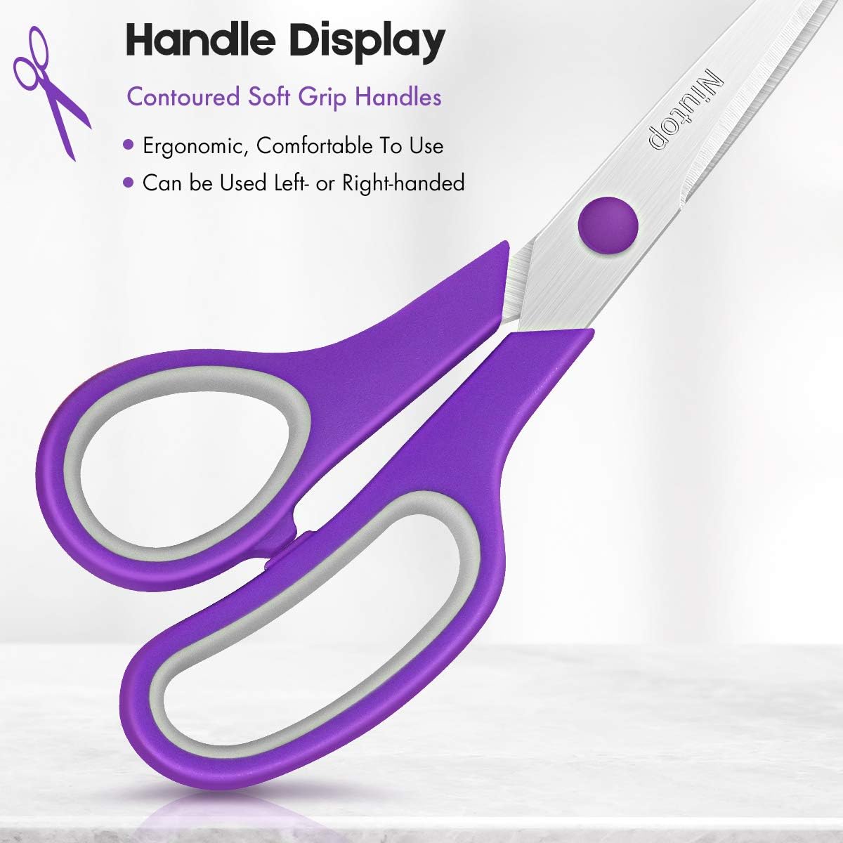 5-Pack 8" Multipurpose Fabric Scissors – Sharp Craft & Sewing Scissors with Comfort Grip
