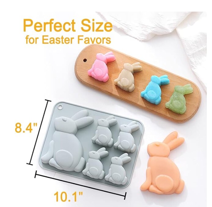Easter Bunny Chocolate Molds Set, 3D Cute Easter Bunny Silicone Mold for Baking Easter Treats Chocolate, Cake, Jelly, Fudge, Pudding