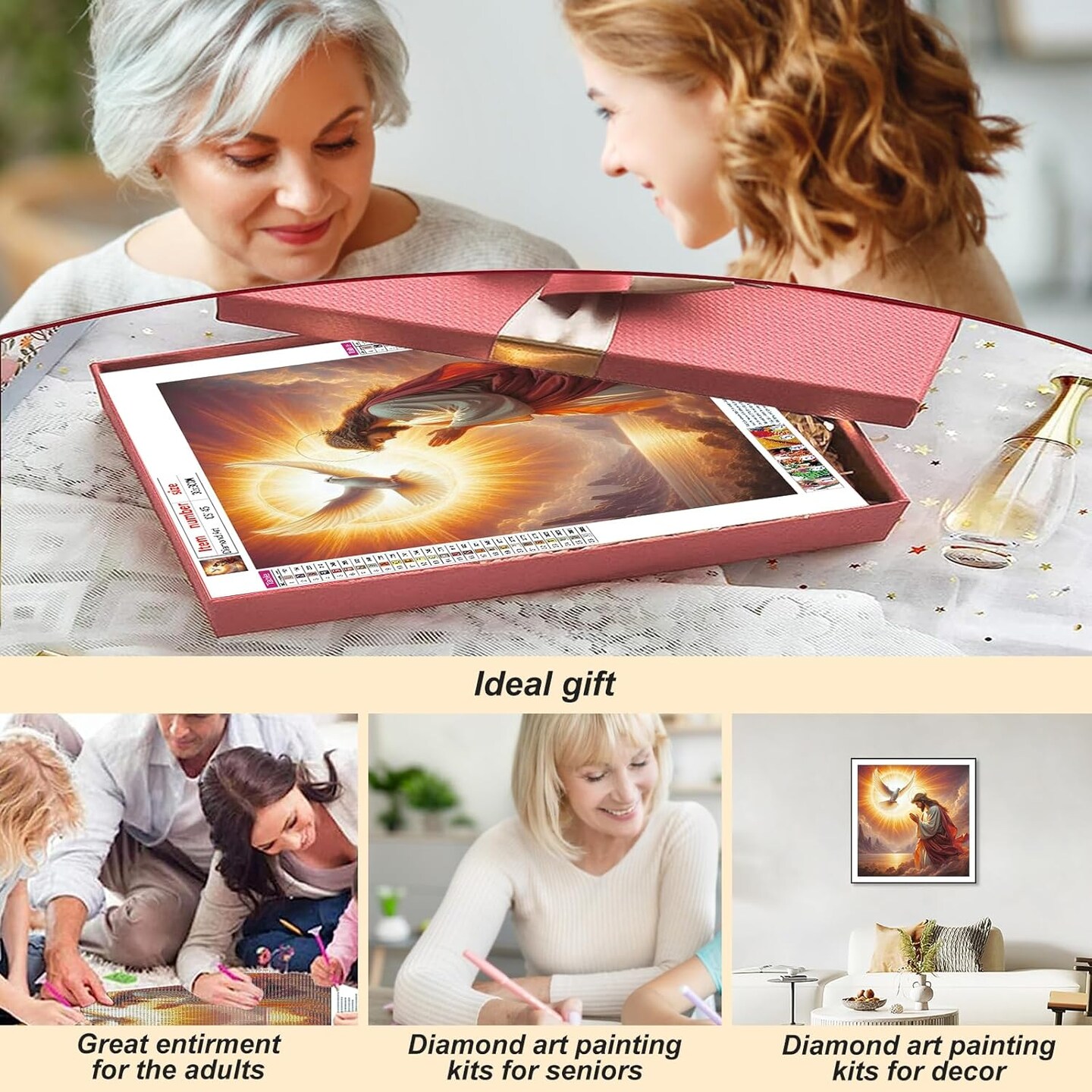 Jesus Diamond Painting Kits for Adults, 5D DIY Diamond Art Kits for Beginners, Full Drill Diamond Painting Kits for Home Wall Decor, 12x12 Inch