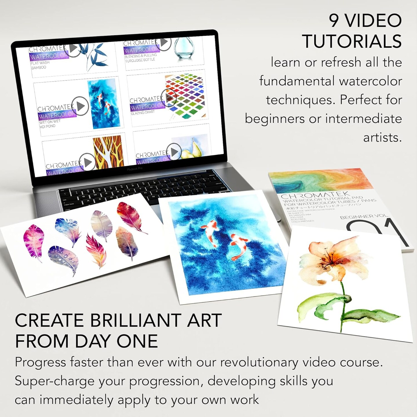 Watercolor Paint Set, 84 Piece Kit, Video Tutorial Course, 48 Tubes, from Beginner to Intermediate & Professional Artists, Paper, 8 Brushes, Palette, Aquapen, Masking Tape, 12ml Tubes