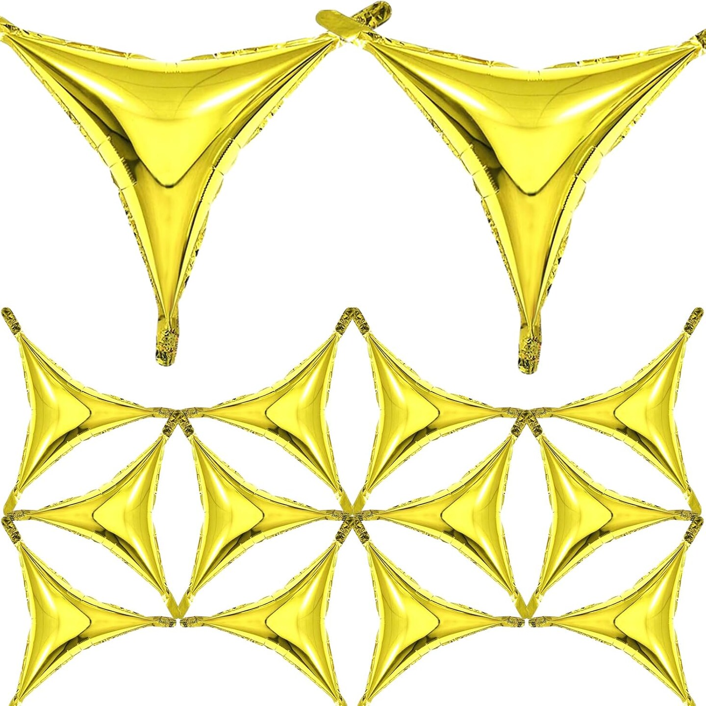 Gold Star Balloons- 12Pcs Gold Triangle Foil Balloons, 20 Inches Helium Mylar Foil Star Decorations for Girls Boys Birthday Anniversary Baby Shower Wedding Party Decorations