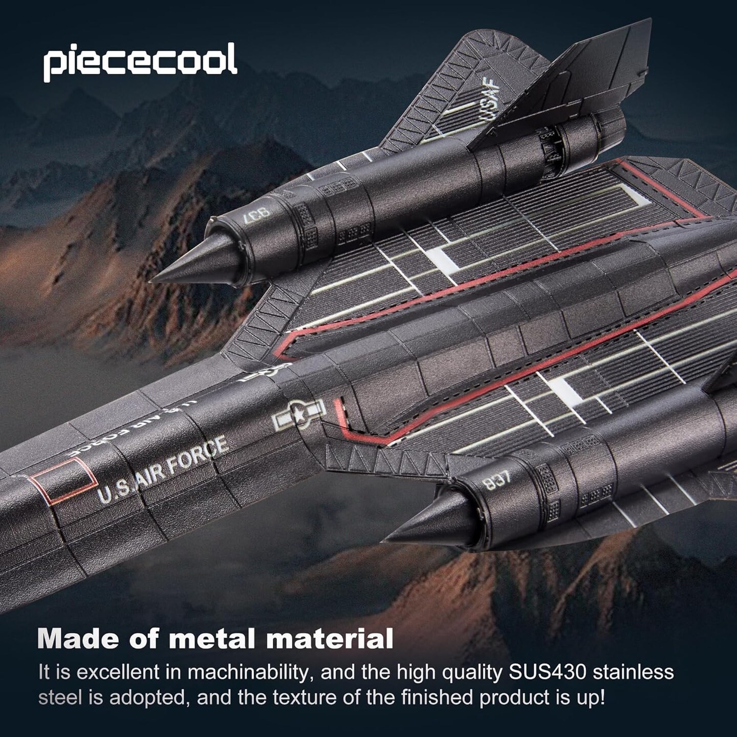 3D Metal Puzzles for Kids, Blackbird SR-71 Metal Aircraft Model Kits, Military Airplane Model Kit to Build for Kids Hobbies