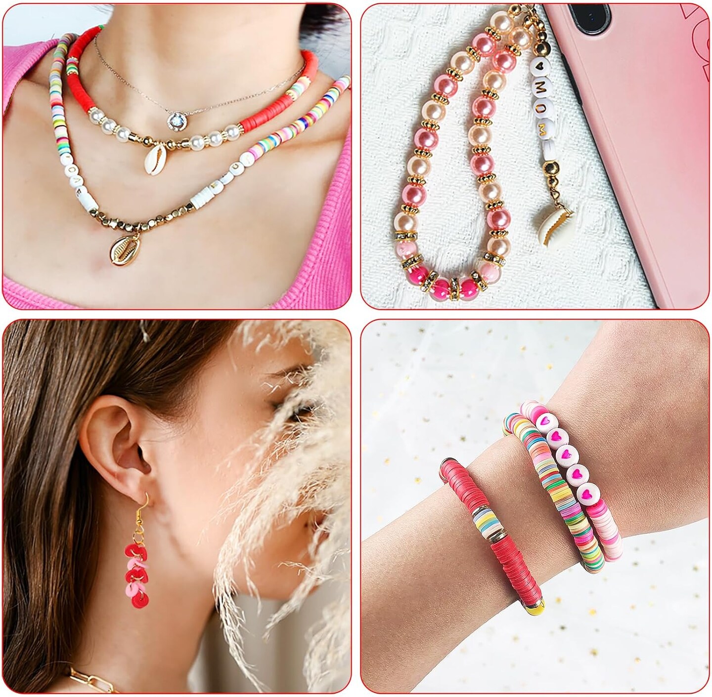 6200 Pcs Clay Beads Bracelet Making Kit, Flat Round Polymer Heishi Friendship Bracelet Jewelry Kit with Charms and Elastic Strings for Girls 8-12 Gifts for Kids
