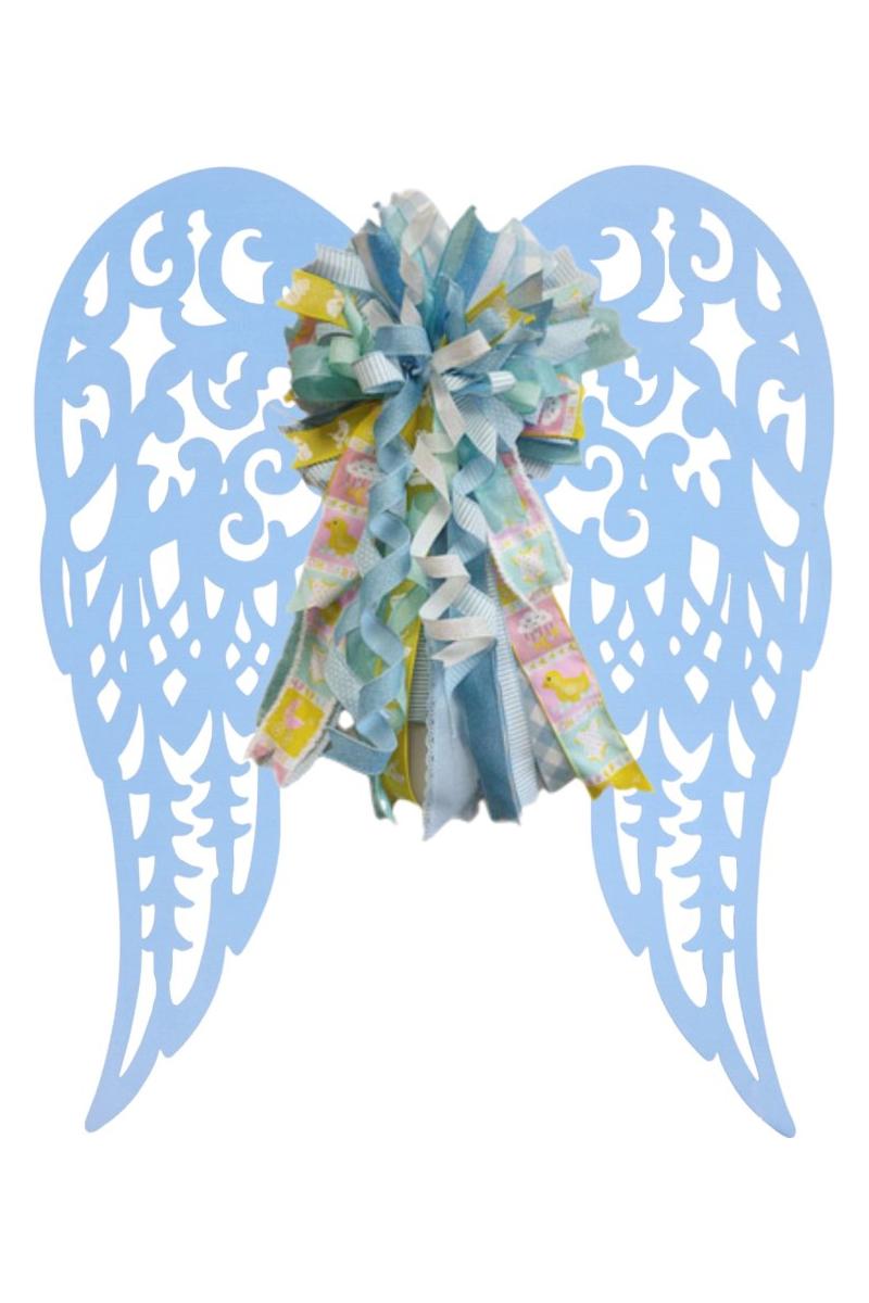 17&#x22; Metal Filigree Angel Wings: Light Blue