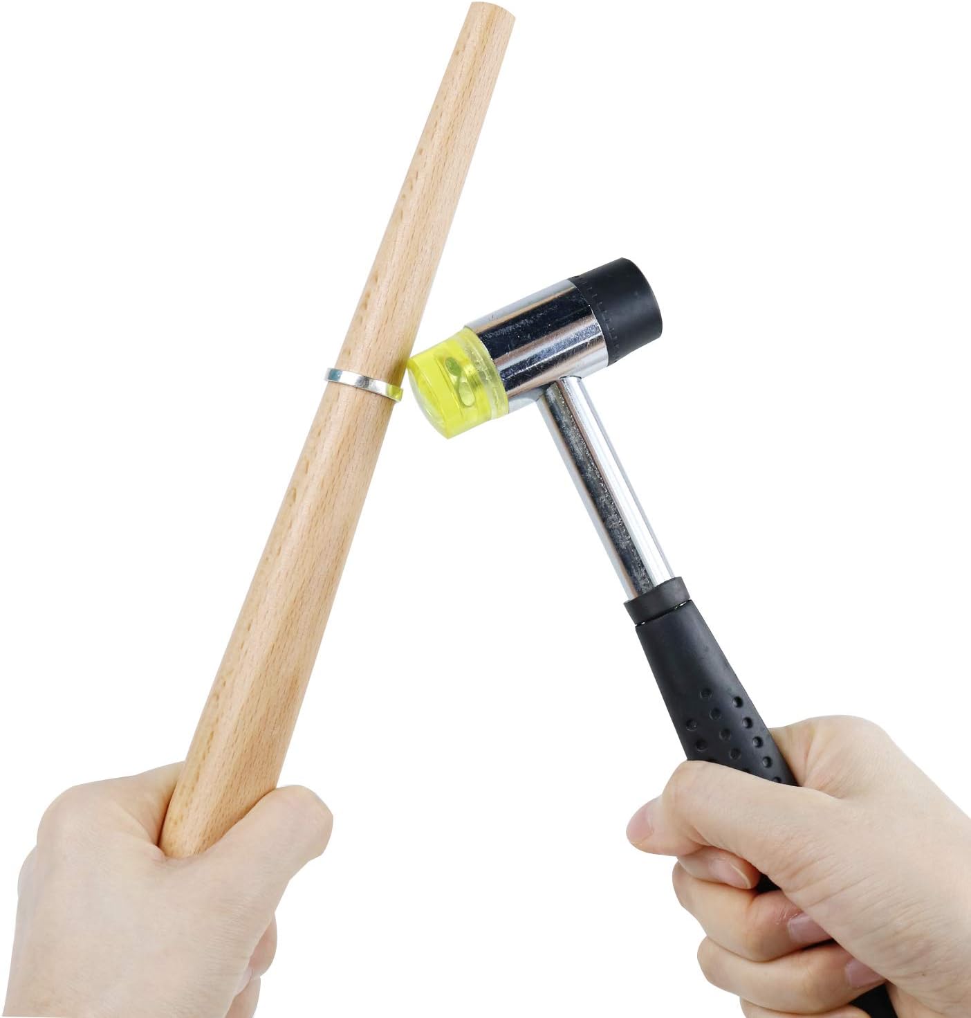 Metal Ring Mandrel Kit with Rubber Mallet, Finger Gauge & Ring Measuring Tools