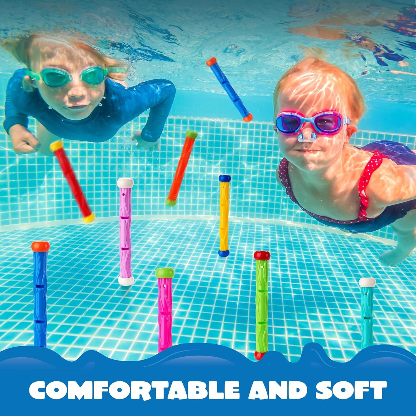 Diving Sticks Pool Toys, 8 Pcs Underwater Training Pool Dive Stick for Kids, Colorful Swimming Toy Sinking Throwing Sticks for Kids Gifts Summer Swim Training Water Fun Pool Games(Sticks)