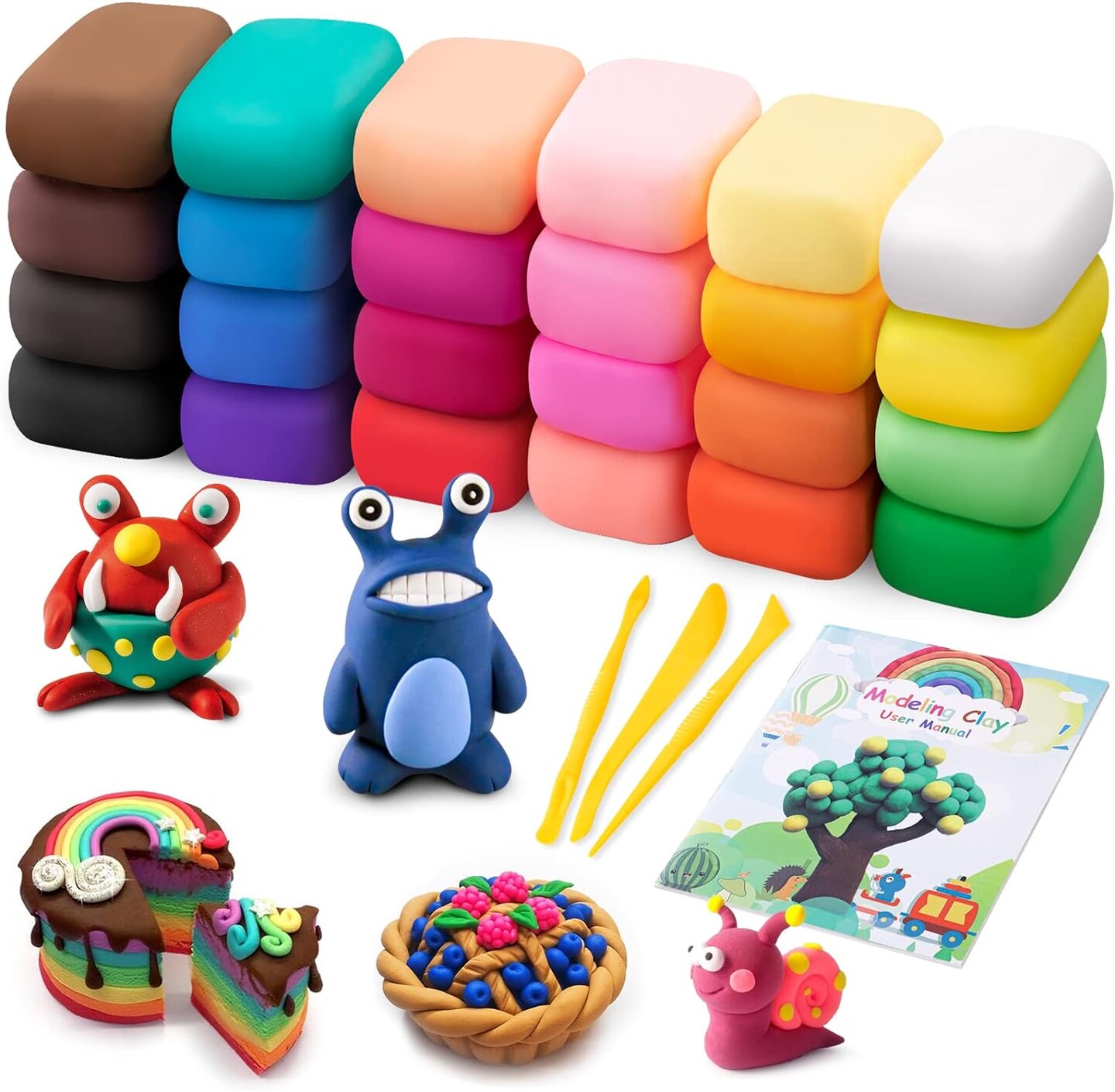 Air Dry Clay Kit – 24 Colors with Tools, DIY Modeling for Kids & Adults