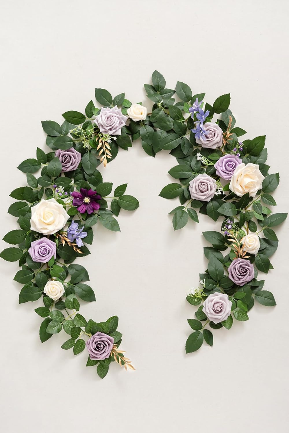 5FT Light Purple Artificial Summer Flower Garland Rose Leaves Lilac Floral Garland Arch Flowers Vine Lavender Table Garland