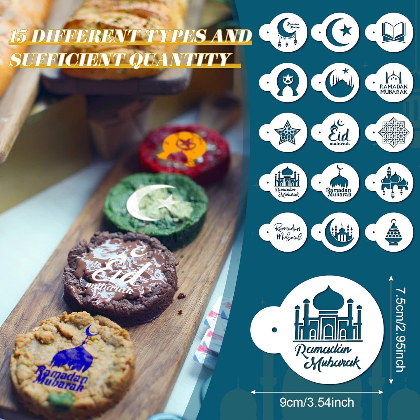 Eid Mubarak Cookie Cutter Stencil Sets 30 Pieces