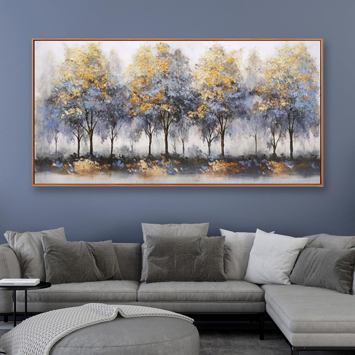 Wall Art Blue Tree Wall Decor Abstract Plant Canvas Print Painting Framed Artwork Home Decor For Living Room Bedroom Office Restaurant Wall Decorations 29x58 inch