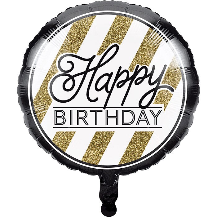 10 pc Bulk Black and Gold Mylar Balloons