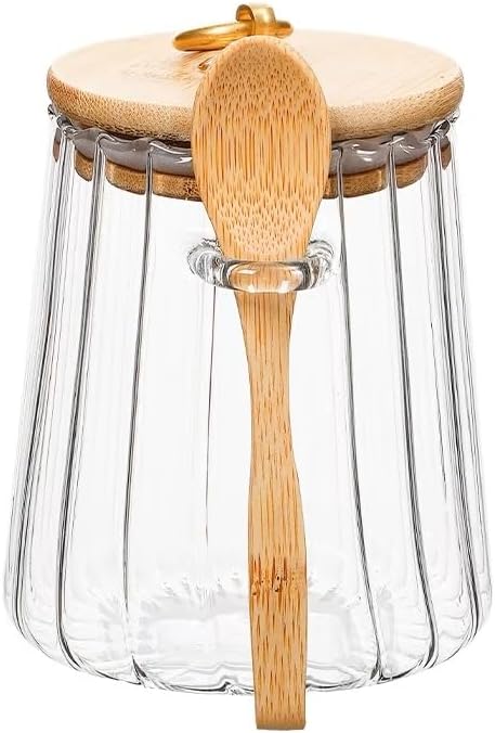 25.36oz Glass Sugar Container with Airtight Lid & Spoon for Coffee & Candy