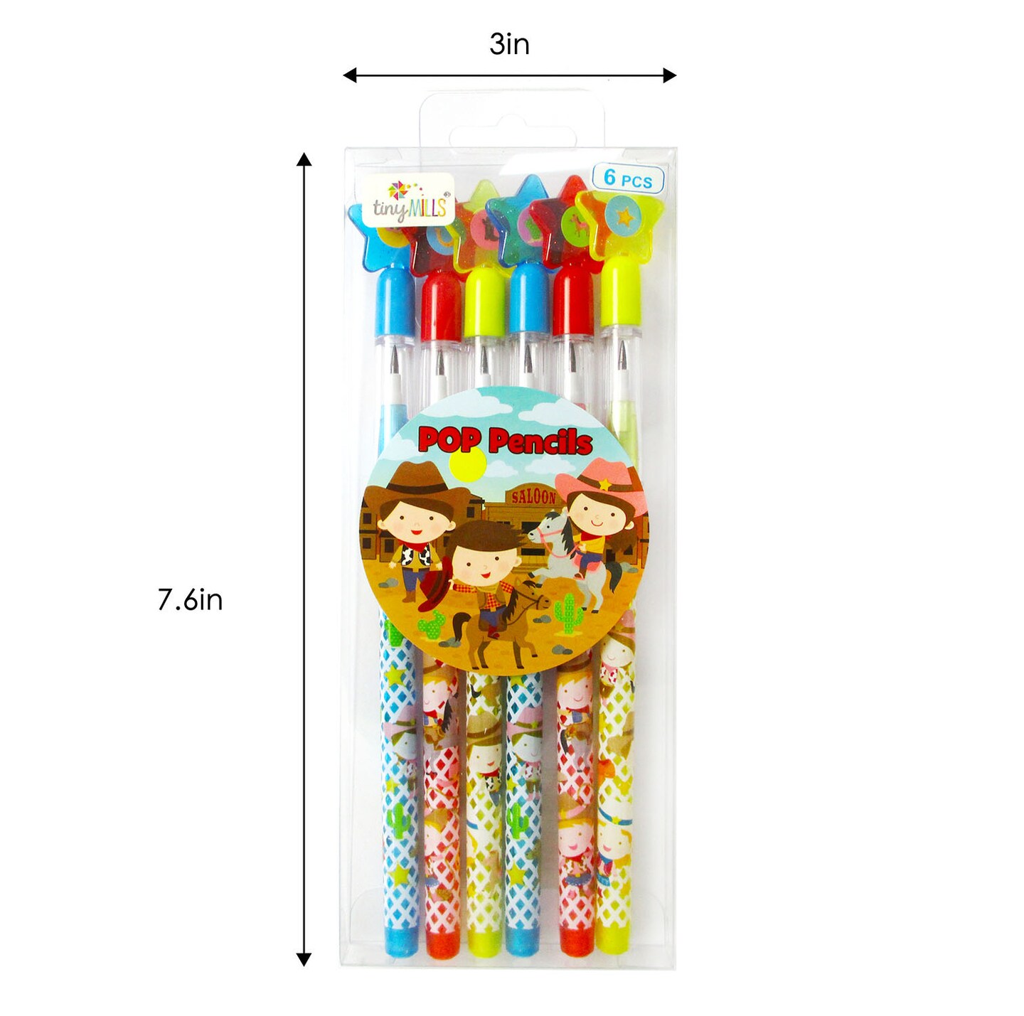 Western Cowboys & Cowgirls Stackable Multi Point Pencils - Set of 6