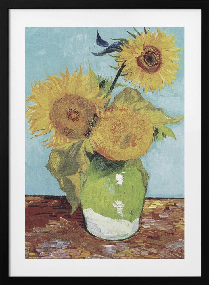 Vase With Three Sunflowers by Vincent Van Gogh Framed Art