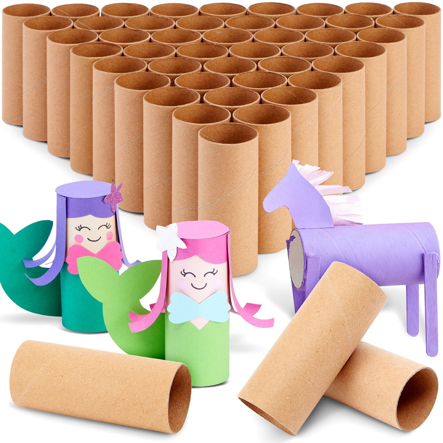 Bright Creations 48 Pack Empty Paper Towel Rolls for Crafts, Brown Cardboard Toilet Paper Tubes, DIY Craft Cardboard Rolls for Classroom, Halloween Decorations and Dioramas (1.6 x 4 In)