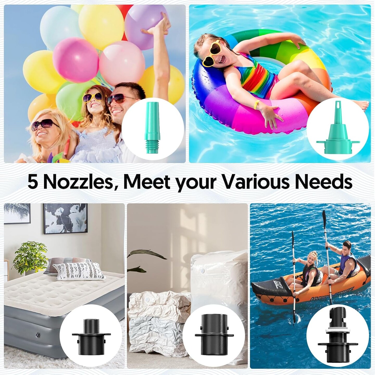 Electric Air Pump for Inflatables Toys Balloon: 3-in-1 Balloon Pump 400W 2.0 PSI High-Power Quick Inflator Deflator for Air Mattress Beds, Pool Float Raft, Wedding Party Decoration - Green