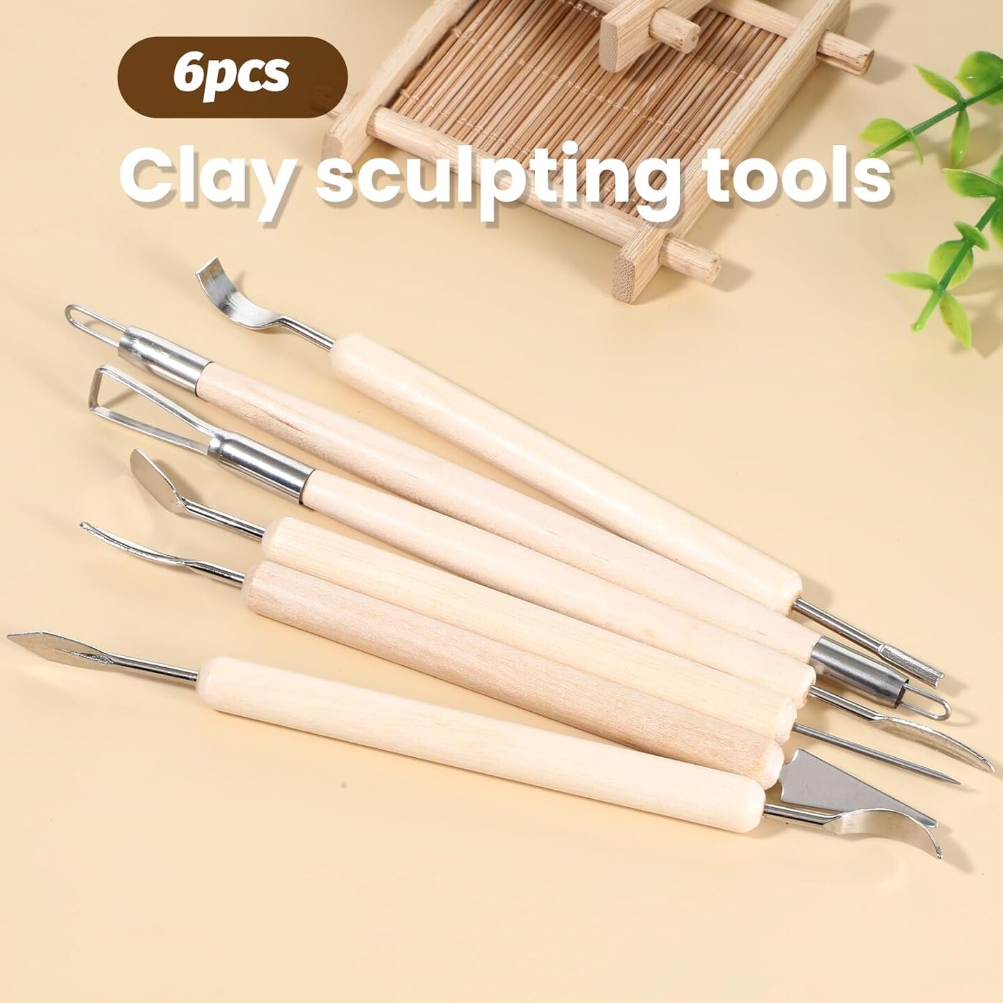 6 PCS Clay Sculpting Tools, Clay Carving Tools Double-Sided Stainless Steel Clays Modeling Tool
