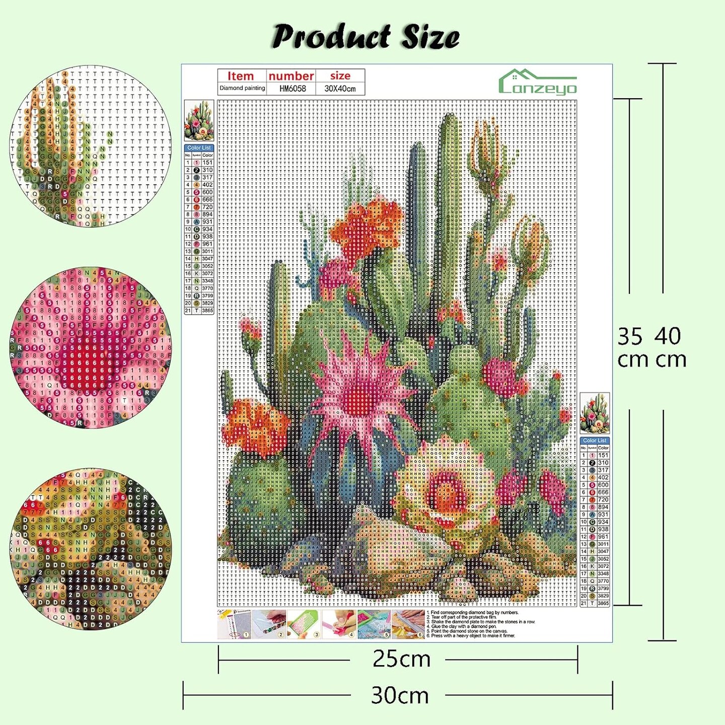 Succulent Diamond Painting Kit for Adults, Gem Art for Living Room, 11.8x15.7 in.