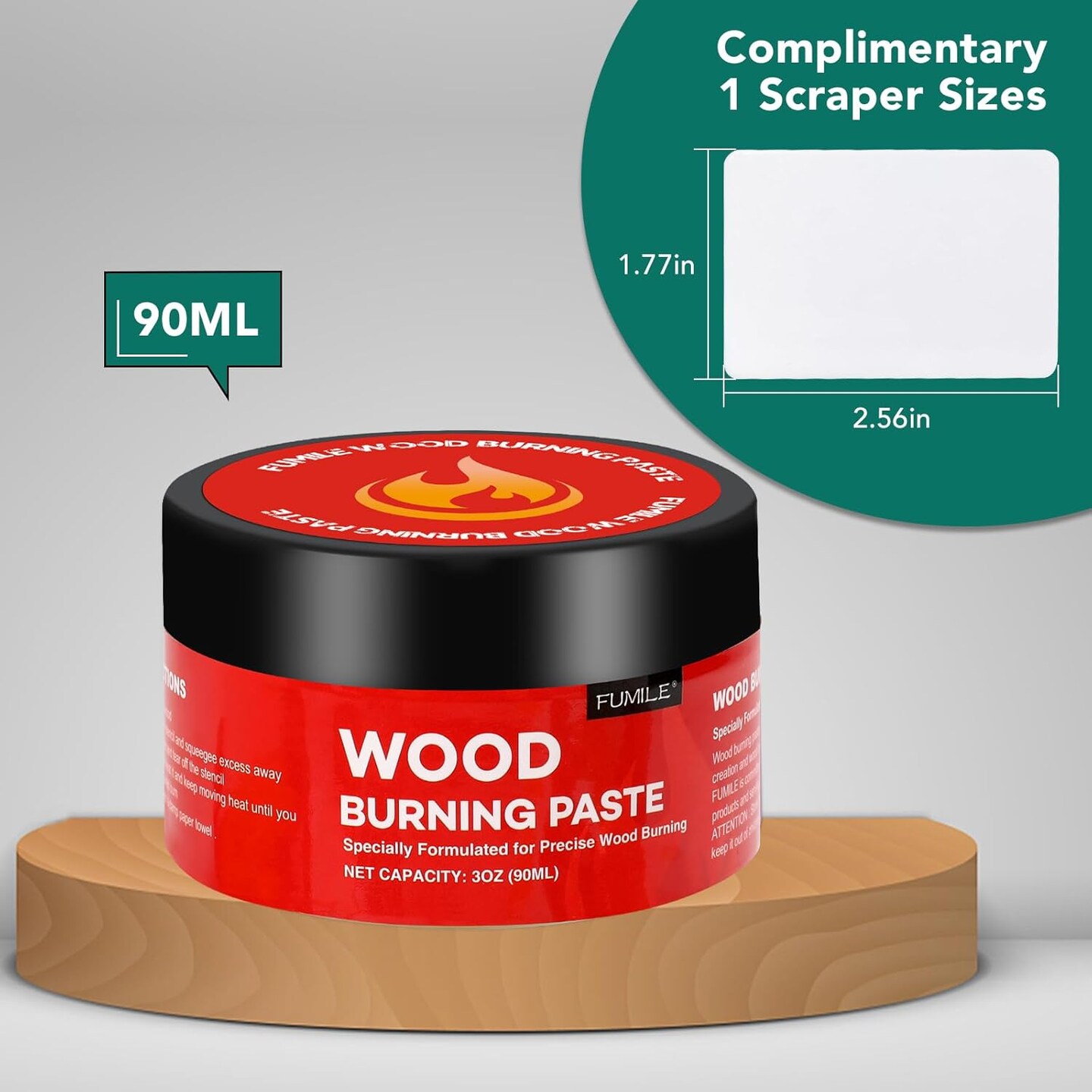 Wood Burning Gel and Mini Squeegee -3.17 OZ Wood Burning Paste for Crafting, Creates Beautiful Art in Minutes&#xFF0C;Wood Burning Kit for Beginners