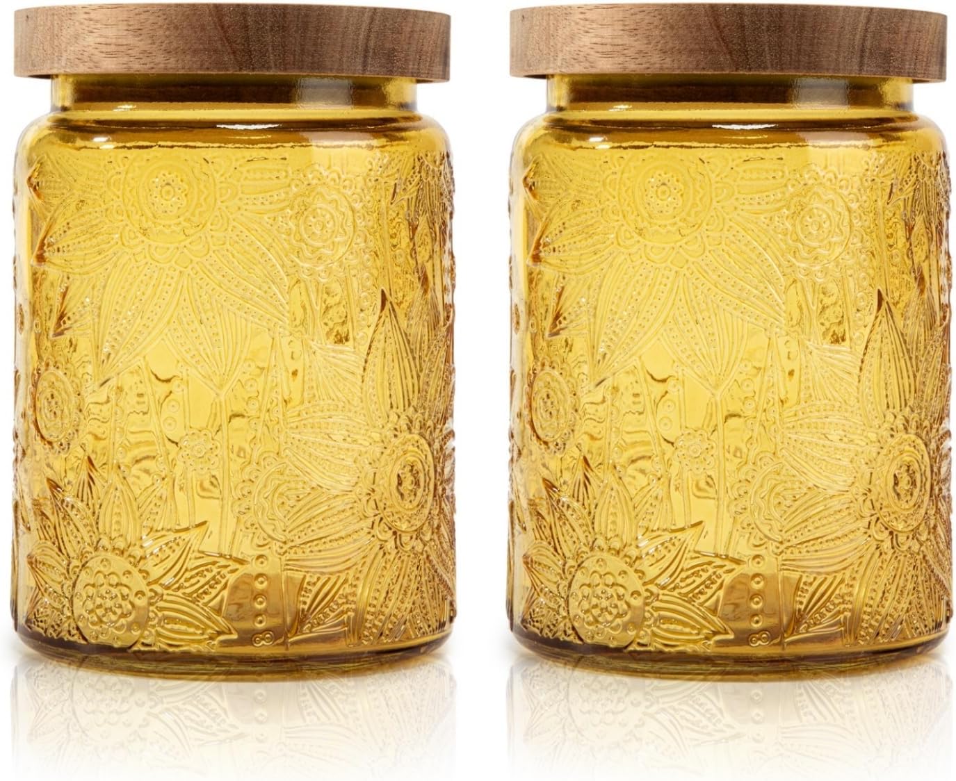 24oz Vintage Glass Storage Jar with Bamboo Lid – Airtight Kitchen & Pantry Canister for Coffee, Tea, Sugar, Nuts & More