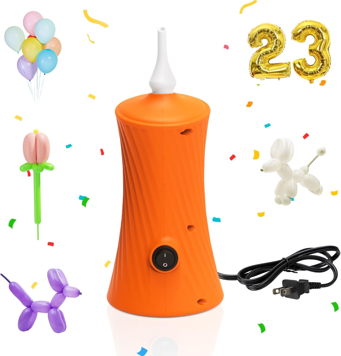 Balloon Pump Electric Air Pumps for Long Balloons, Electric Air Balloon Pump, Balloon Inflator for Foil Twisty Animal Balloons in Birthday Party for Decorations