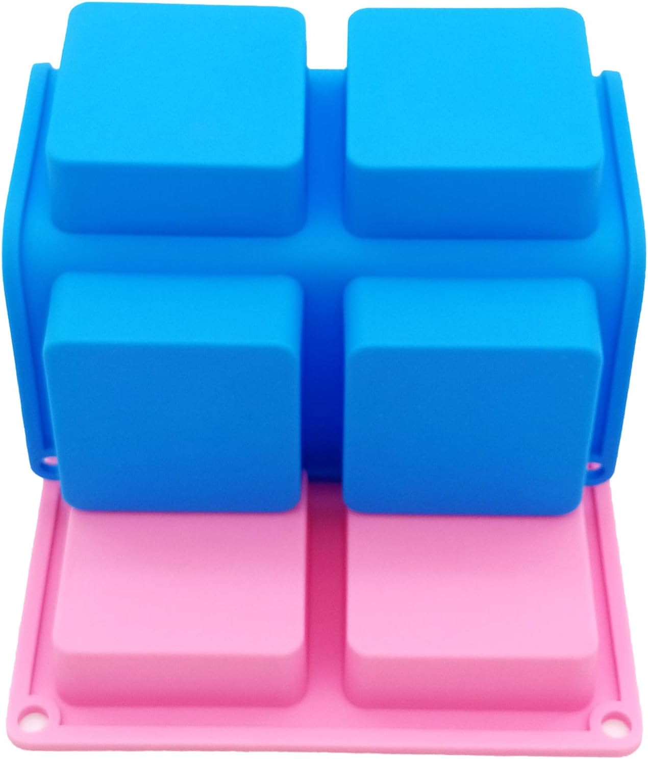 4 Pack Square Soap Molds,6-Cavity Non-Stick Silicone Brownie Pan,Square Bar Molds,Square Silicone Molds for Chocolate,Cupcake, Cornbread, Muffin,Soap